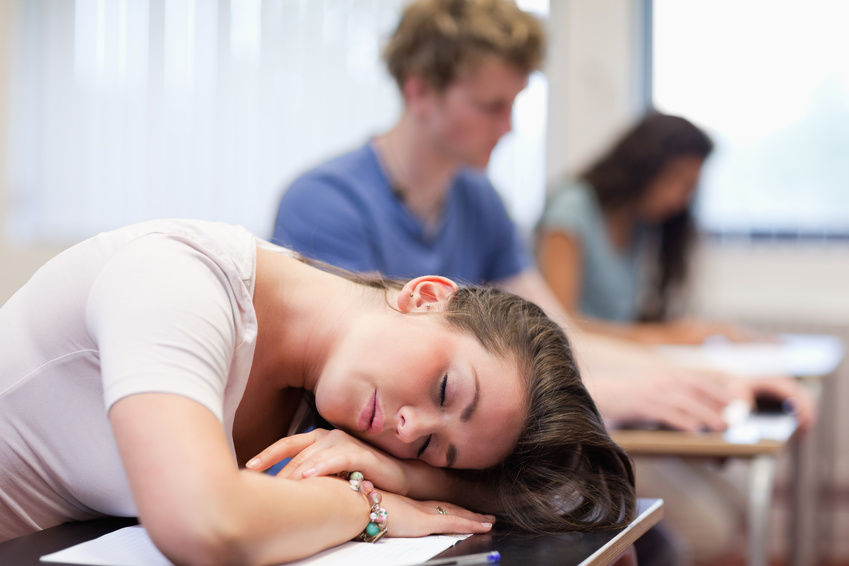 Tired student sleeping